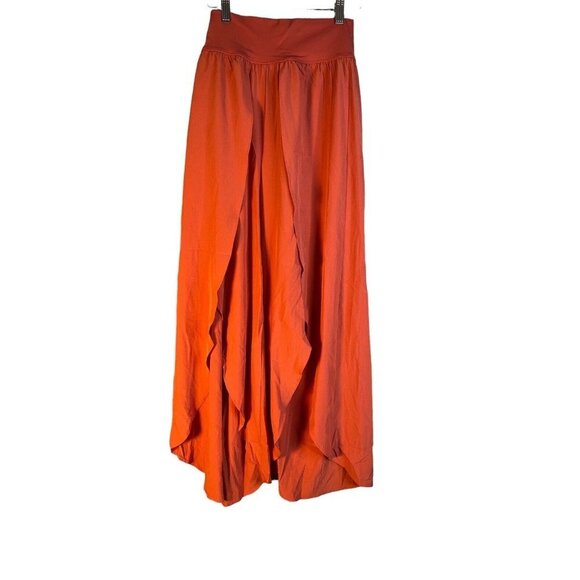 Halara High Waisted Back Pocket Palazzo Flowy Split Wide Leg Casual Blush Orange - Picture 2 of 7